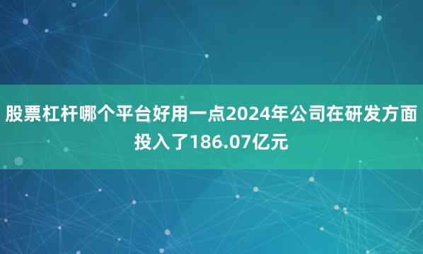 股票杠杆哪个平台好用一点2024年公司在研发方面投入了186.07亿元